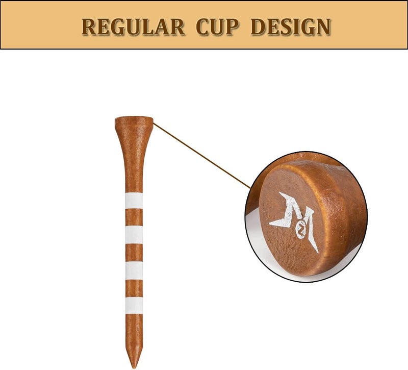 MAZEL Natural Wood/Bamboo Golf Tees 2 3/4 Inch & 3 1/4 Inch,Pack 50 or 120,Reduce Friction & Side Spin,More Stable Golf Tees - Image 5